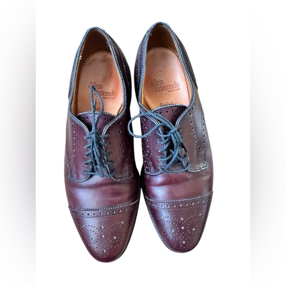 Allen Edmonds Lexington Oxford Brogue Cap-Toe Men Shoes Leather Merlot 7.5 D - Picture 9 of 14